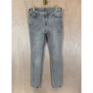True Religion Halle High Rise Super Skinny Grey Jeans Unique Stitching Size 28